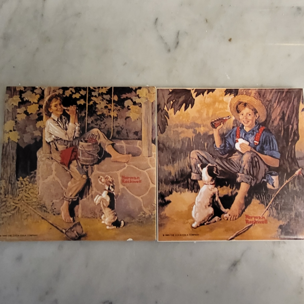 Norman Rockwell Coca Cola themed tiles